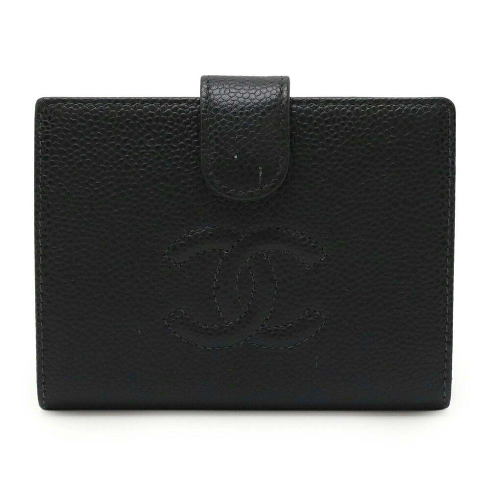 CHANEL Authentic Black Caviar Leather Logo Wallet - Picture 2 of 10